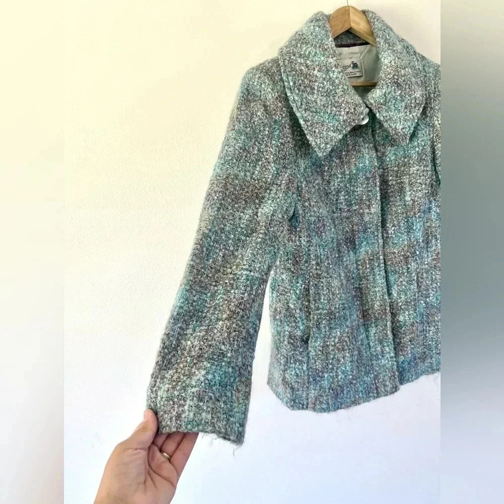 Donegal Design Irish Mohair‎ & Wool Blue Multicolor Button Front Jacket Sz Small - Picture 7 of 14